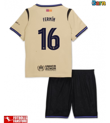 Barcelona Fermin Lopez #16 Bortatröja Barn 2025-26 Kortärmad (+ Korta byxor)